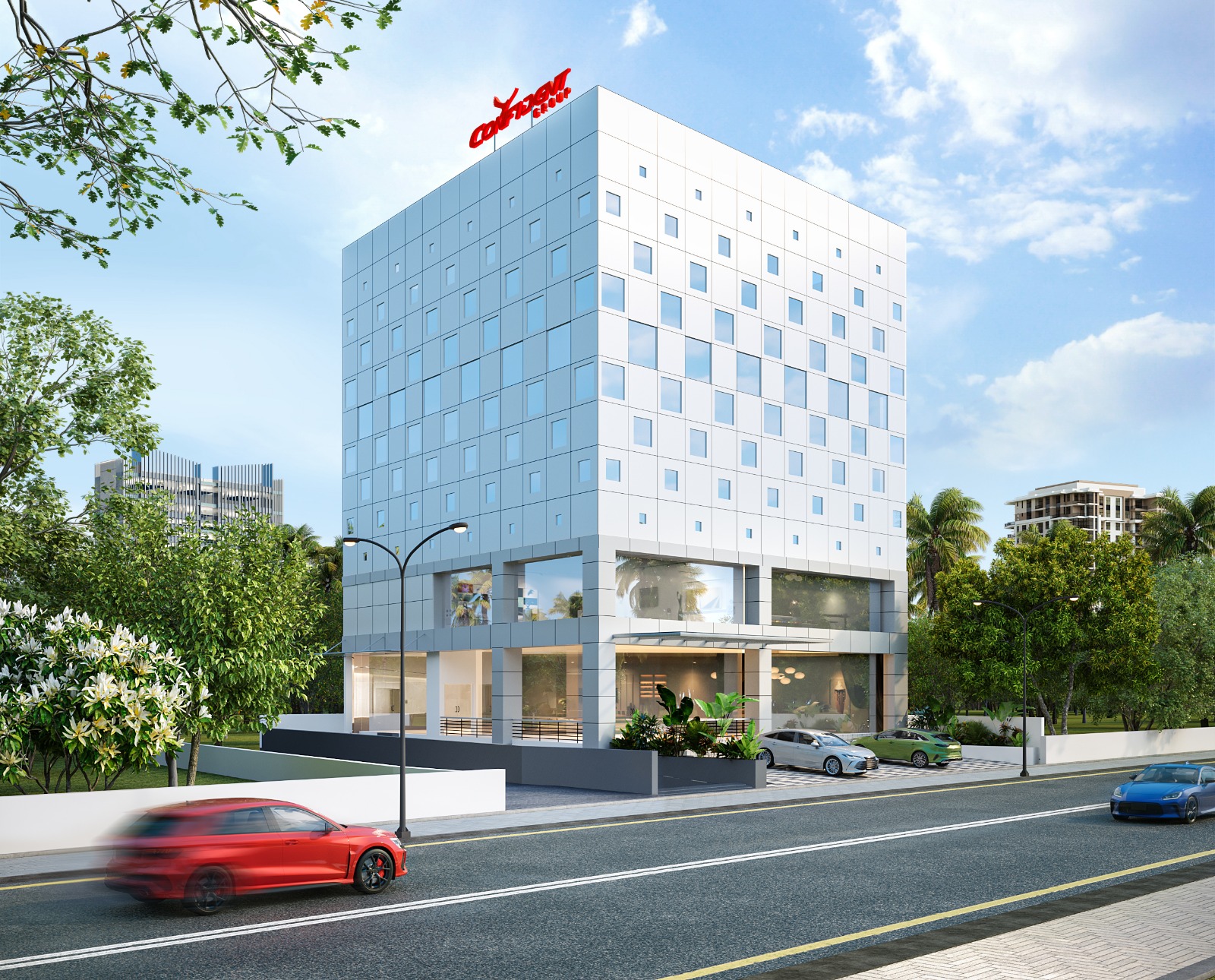 Confident Group Office Elevation — Trivandrum