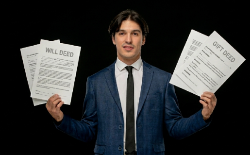 a man holding gift deed vs will deed